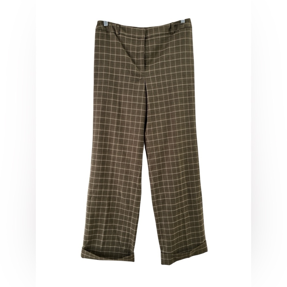 Jones wear green plaid trouser pants straight leg